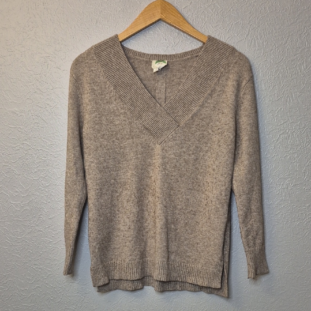 Antropologie‎ Womens Soft Stretchy Sweater V Neck Tan Size XS Box3